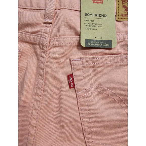 NWT Levi’s Womens Boyfriend Jeans 26x30 Pink Mid Rise Tapered Leg 100% Cotton - Picture 6 of 9